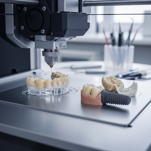 3D printer creating dental model