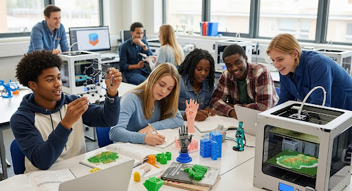 Close-up of 3D printed educational model