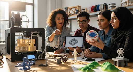 Eco-friendly educational lab with 3D printers