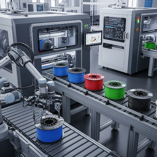 Filament being loaded into a 3D printer